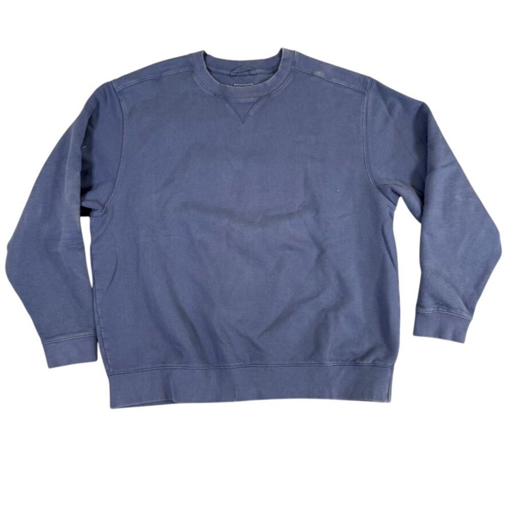 LL Bean Mens XL Blue Crewneck Sweatshirt Traditional Fit V-Stitch Pullover